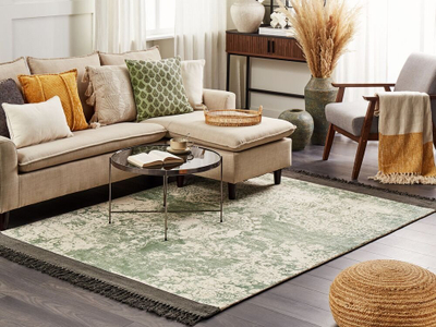 Tapet AKARSU Viscose Area Rug, 160 x 230 cm, jeshile me bezhë