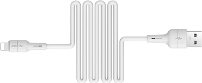 Kabllo USB Borofone BX30, USB A në Lightning, 1 m, e bardhë