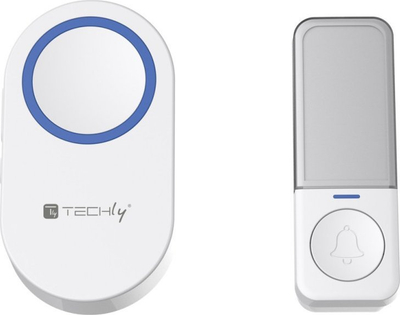 Zвоно за врата со интерфон Techly I-BELL-RING05, без кабли, IP56, бела