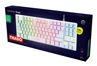 Tastierë gaming Trust GXT833W Thado TKL, RGB, me kabllo, e bardhë