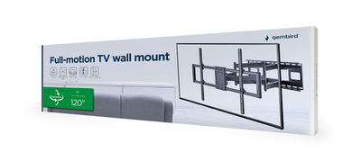 Mbajtëse muri për TV Gembird, 60"-120", Full Motion 120 kg, e zezë