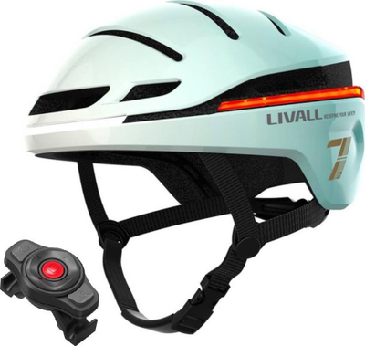 Паметна велосипедска кацига Livall EVO21, ЛЕД светла, IPX5, бела