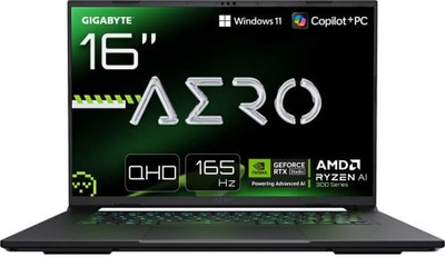 Laptop Gigabyte AERO X16 1WH93EEC64AH, 16", AMD Ryzen AI 7 350, 32GB RAM, 1TB SSD, NVIDIA GeForce RTX 5070, 165Hz, Windows 11, i zi/hirtë