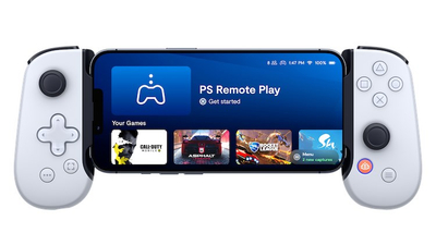 Kontroller Backbone One PlayStation Edition për iPhone, i bardh e zi