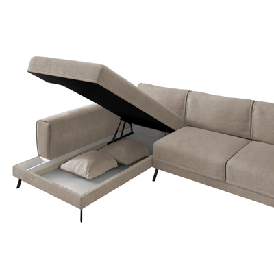 Divan krevat këndor Zenora HM3337.03L, kënd majtas, 303x214 cm, bezhë