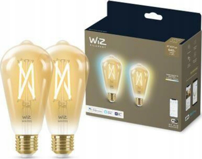 Llampa e zgjuar WiZ ST64 Edison, 7W, E27, set me 2 copë, ngjyrë amber