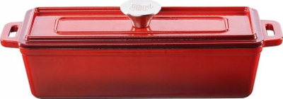 Enë pjekjeje Grand Feu Baking Dish 1.7L, metal i emaluar, me kapak, e kuqe