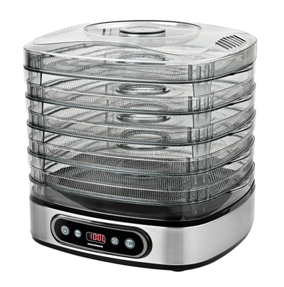 Tharëse për fruta dhe perime Heinner FreshDehydrate HFD-K380SSBK, 320-380W, çelik inox, argjend transparente