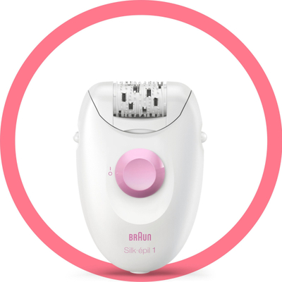 Epilator Braun Silk épil 1-176, me rrymë, për trup edhe këmbë, i bardhë me rozë