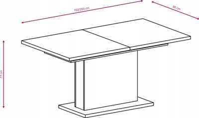 Tavolinë ngrënieje Vivaldi Furniture Giant, zgjatshme 160-200 cm, pamje betoni, gri