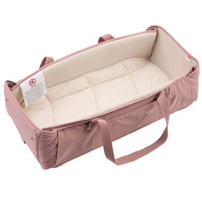 Shportë portative për bebe Voksi Carry Me, dyshek pambuk organik, mbrojtje nga era dhe uji, rozë Blush Pink Leaf