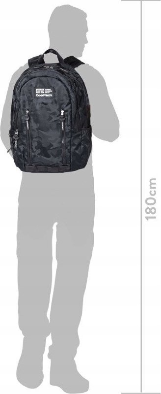 Çantë shpine CoolPack Impact II, xhep për laptop, 2 ndarje, kamuflazh portokalli gri