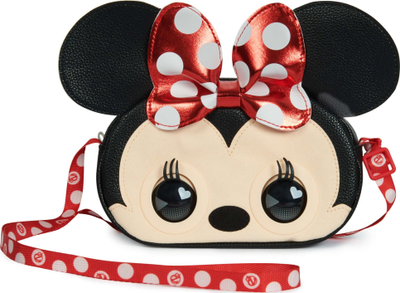 Çantë shpatulle interaktive Purse Pets Disney Minnie Mouse, 30 tinguj, për vajza, e zezë kuqe