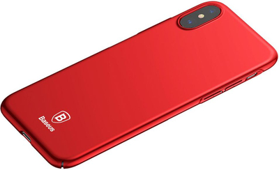 Mbrojtëse telefoni Baseus Thin për iPhone X XS, PC, super e hollë, e kuqe