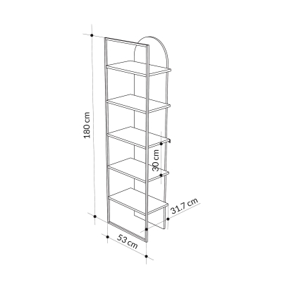 Raft për libra Decortie Archy 180x53x31.7cm, i bardhë/zi