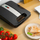 Toster sanduiçesh Huslog 4 Slice, 1800W, pllaka jo-ngjitëse, i zi