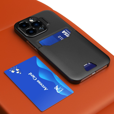 Mbulesë telefoni Hurtel Leather Stand Case për iPhone 14, me portofol për karta, me qëndrim, e zezë