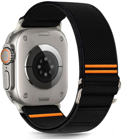Rrip ore Tech-Protect Nylon Slip për Apple Watch 44 45 46 49 mm, najlon i ajrosshëm, i zi