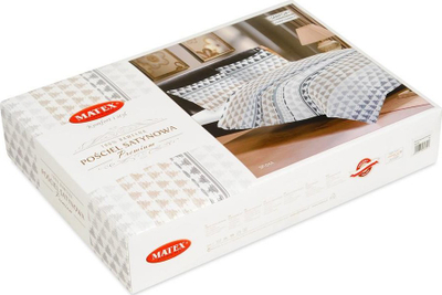 Komplet çarçafësh Multitex Satin Premium 04, 160x200 cm, 3 pjesë, gri, ar e bardhë