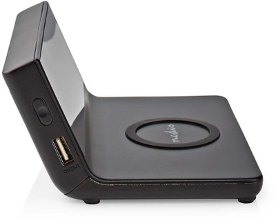 Orë alarmi Nedis CLWA011BK me karikues wireless Qi 15W, dalje USB A, e zezë