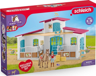 Set loje Schleich Horse Club Basic Riding Center, stallë me kalë dhe kalorëse, 75 pjesë, shumëngjyrësh