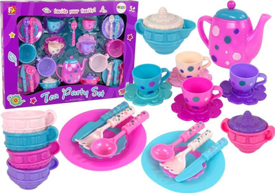 Set çaji për fëmijë LeanToys Tea Set, filxhanë dhe pjata, plastikë, lejla
