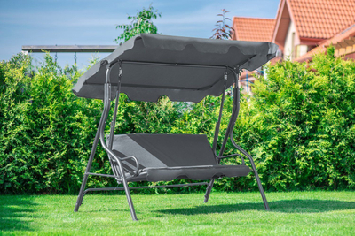 Lëkundëse kopshti Funfit Relax për 3 veta, me çati, gri