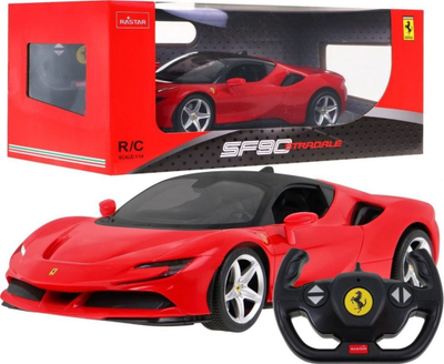 Makinë lodër me telekomandë Rastar Ferrari SF90 Stradale, shkalla 1:14, 2.4 GHz, e kuqe