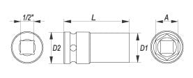 Çelës goditës Yato YT-1037, 1/2", 17mm, i gjatë
