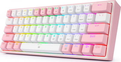 Механичка тастатура Redragon K617 Fizz, 61 тастер, RGB, розова
