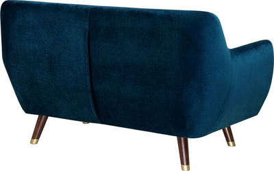 Divan BODO 2 vendsh, kadife poliestër, stil retro, blu navy