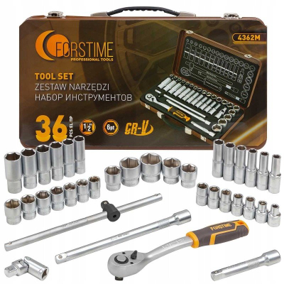 Set çelësash gotë 1/2" 36 copë, 6-këndor 8-32 mm
