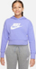 Bluzë me kapuç Nike Sportswear Club Crop French Terry për vajza, e shkurtër, e purpurt