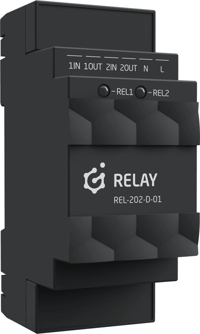 Модул реле Grenton Relay V2 REL-202-D-01, 2 излези 2Hp, TF-Bus DIN, црн