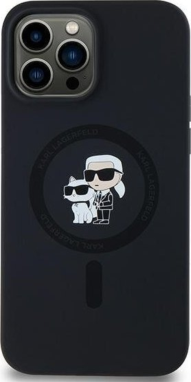Maskë telefoni Karl Lagerfeld për iPhone 13 Series, silikoni, me figurë dekorative, e zezë