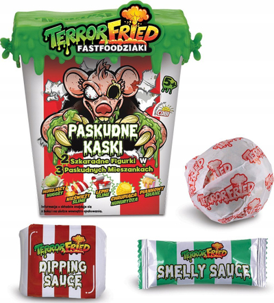 Set figurash lodër Cobi Terror Fried Nasty Bites, 2 figura surprizë, për kalamaj