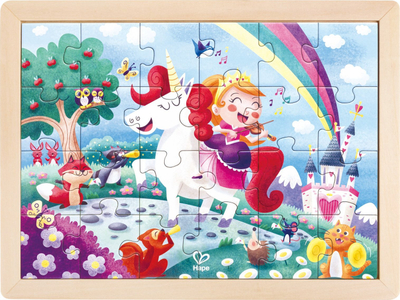 Puzzle druri Hape Unicorn Friends, 24 pjesë, me ngjyrosje, shumëngjyrësh