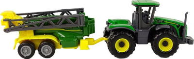 Lodër traktor fermë Lean Toys Farm Tractor Set, metal die cast, me rimorkio spërkatëse, jeshil