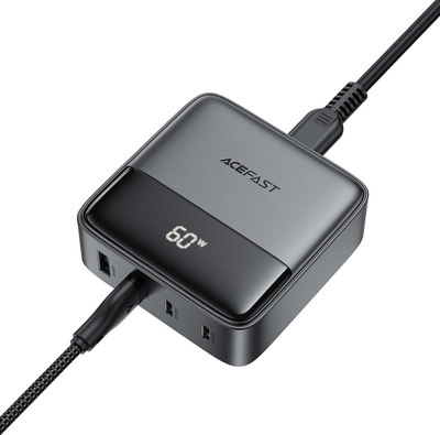 Karikues rrjeti Acefast Z6 GaN për mbi tavolinë, 65W, 2x USB A 2x USB C, i zi