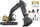 Lodër eskavator Jamara Volvo EC160E Metal, 1:16, me grab dhe çekiç prishës, e verdhë