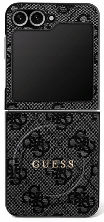 Mbulesë telefoni Guess 4G Collection Leather MagSafe, për Samsung Galaxy Z Flip7, lëkurë, e zezë