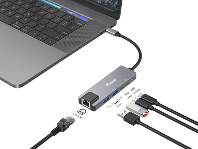 Адаптер мрежен Equip USB C во RJ45, 2.5 Gbps, USB 3.2, сив