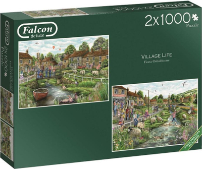 Puzzle Falcon De Luxe 11216 Jeta në Fshat, 2x1000 copa, shumëngjyrësh