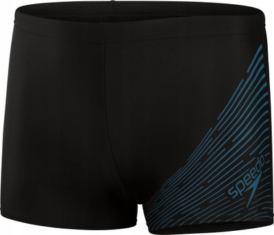 Rroba noti për burra Speedo Medley Logo Aquashort, që s’ja ndjen klorit, me kordon te beli, të zeza me teal