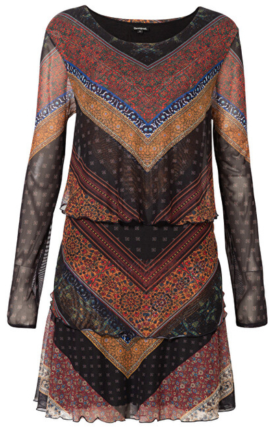 Fustan Desigual 19WWVKA4 3001, kaftë/zezë/kaltër XXL
