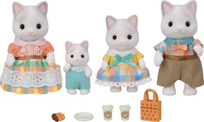 Set lodrash Sylvanian Families 5738 Latte Cat Family, 4 kukulla, me aksesorë