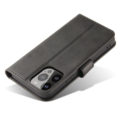 Mbulesë telefoni Hurtel Magnetic me kapak për Honor X6a, lëkurë sintetike, me portofol, e zezë
