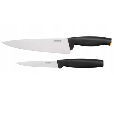 Set thika Fiskars, 2 copë, zezë/argjendtë