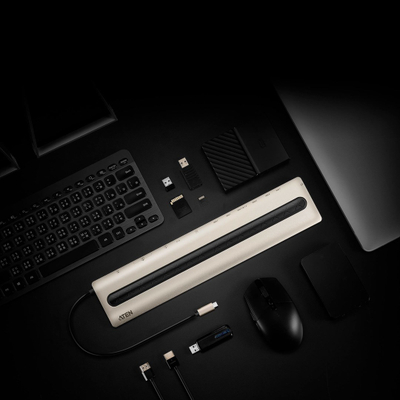 Stacion lidhës ATEN USB-C Multiport, 4K HDMI/VGA, 85W, i zi