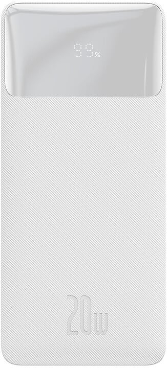 Рowerbank Baseus со дигитален дисплеј Bipow, 20000mAh, 20W, бела